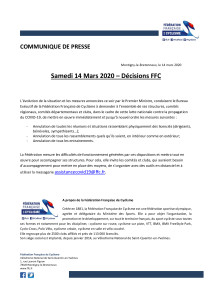 FFC-communiqué-décisions-FFC-samedi-14-mars-2020